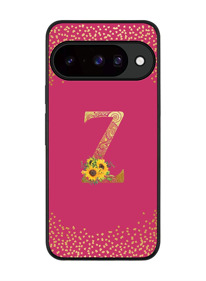 For Google Pixel 10 Case,Slim fit Camera Protection, Shockproof Thin Phone cover  - Custom Floral Monogram - Z ( Deep Pink )